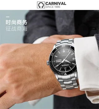 2017 Luxusné značky hodiniek podnikania muži sledovať športové potápanie 50M Hodinky módne svetelný nepremokavé Automatické mechanické hodiny