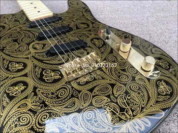 2020 Vysokej kvality TL štýl Elektrická Gitara s golden flower telo, Javorový hmatníkom elektrická gitara,doprava zdarma