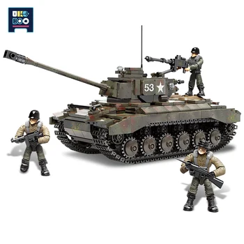 938PCS M26 Vojenské Pershing Panzer Ťažký Tank Stavebné Bloky Model Hračky Armády Zbraň WW2 Mesto Vojak Údaje Tehly Pre deti