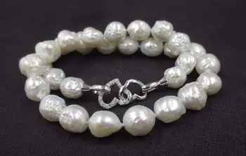 Barokový biela 11-12.5 mm BRÁZDA Kasumi perlový náhrdelník Dvojité srdce spona S487#
