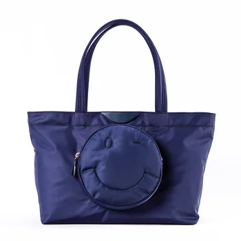 Britský Štýl Usmievavá Tvár Tote Bag Horizontálne Vodeodolného Nylonu Nákupná Taška Veľká Kapacita Prímestských Prenosné Mama Bag