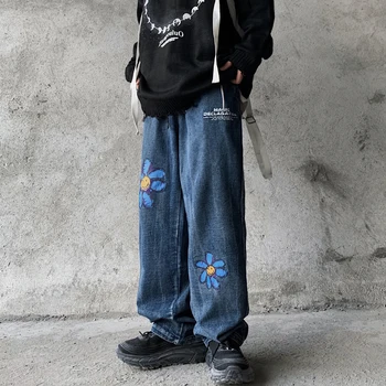Dasiy vytlačené džínsy mužov graffiti hip hop rifle 20AW kórejský módne oblečenie dizajnér nohavice pánske džínsy ED-Y801