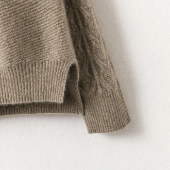 Jesenné a zimné dámske pulóvre úplet čistá vlna sveter sveter kolo krku cashmere hrubé teplo slim top klesnutie