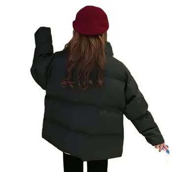 Jeseň Zimnej dámskej Módy kórejský Farebné Kabát 2021 Nové Voľné Bavlna Žena Čierna Bunda Opuchnuté Oblečenie Žien Chlieb Bunda