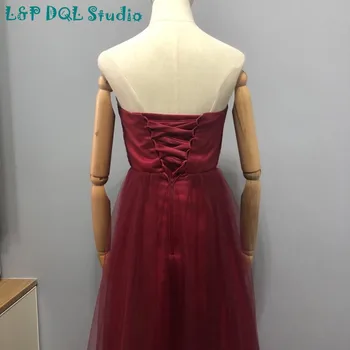 L&P DQL Studio Nový Obchod, Propagácia teraz !!!! Sexy Burgundsko Bridesmaid, Šaty Dlhé Reálne Obrázky Kráľovská Modrá/Čierna/ Žltá