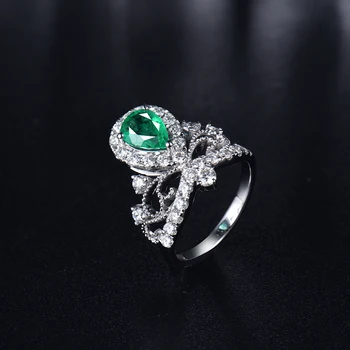 LOVERJEWELRY Diamanty Krúžok Pre Ženy, Skutočné Biele Zlato 18kt Skutočné Emerald Drahokam Zapojenie Svadobné Party Večnej Lásky Krúžok