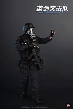 Pre Zber 1/6 Rozsahu Muž Vojaka Čínsky SWAT Modrá Oceľ Commandos Hlavou Tela Zbraň Model pre Fanúšikov Dary