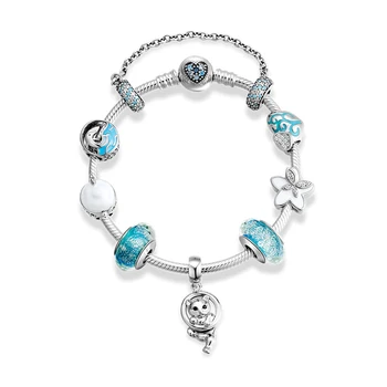 Svieži štýl 925 Sterling Silver originálny dizajn Svetlo modrá séria Korálky Kúzlo Skončil Náramky Šperky