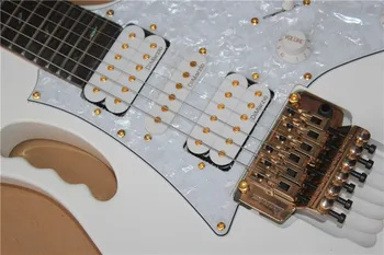Top kvalita biela elektrická gitara 21 až 24 pražcov aj vrúbkovaným gitara všetko zlato hardvéru doprava zadarmo 7 gitara 10yue v