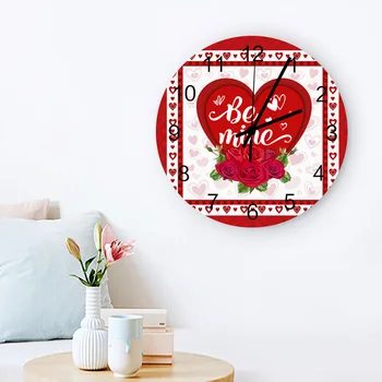 Valentína Láska Rose Červené Biele Nástenné Hodiny, Drevené Moderný Dizajn, Digitálne Hodiny Domov Steny v Obývacej Izbe Sledovať, Dekorácie, Darčeky