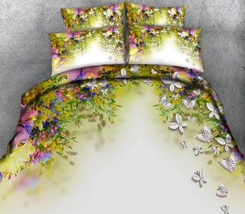 Vlastná veľkosť 4pcs posteľná bielizeň sady bedsheet Obliečky na Vankúš plochý list posteľ kryt Twin kráľ, Kráľovná Posteľná Bielizeň king size kvetina tlače