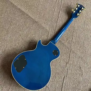 Vlastné Elektrické Gitary, Modrá farba tiger plameň top Vysoká kvalita snímače Rosewood hmatníkom Mahagón telo