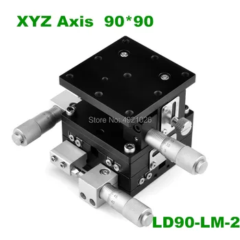 XYZ 3 Os 90 mm Lineárny Fáze Orezávanie Platformu Ložisko Ladenie Posuvné Tabuľka 90*90 mm XYZ90-LM dvojitý kríž železničnej LD90-LM2
