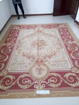 Zadarmo doprava 9'x12' Aubusson koberec francúzsky aubusson koberce, ručne tkané koberce vlnené oblasti koberec pre domáce dekorácie