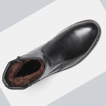 Značka pánske Zimné topánky Retro Kožené topánky Značky veľkosť 40-45 Mužov zimné topánky ručne vyrábané Zimné topánky pre mužov pánska obuv